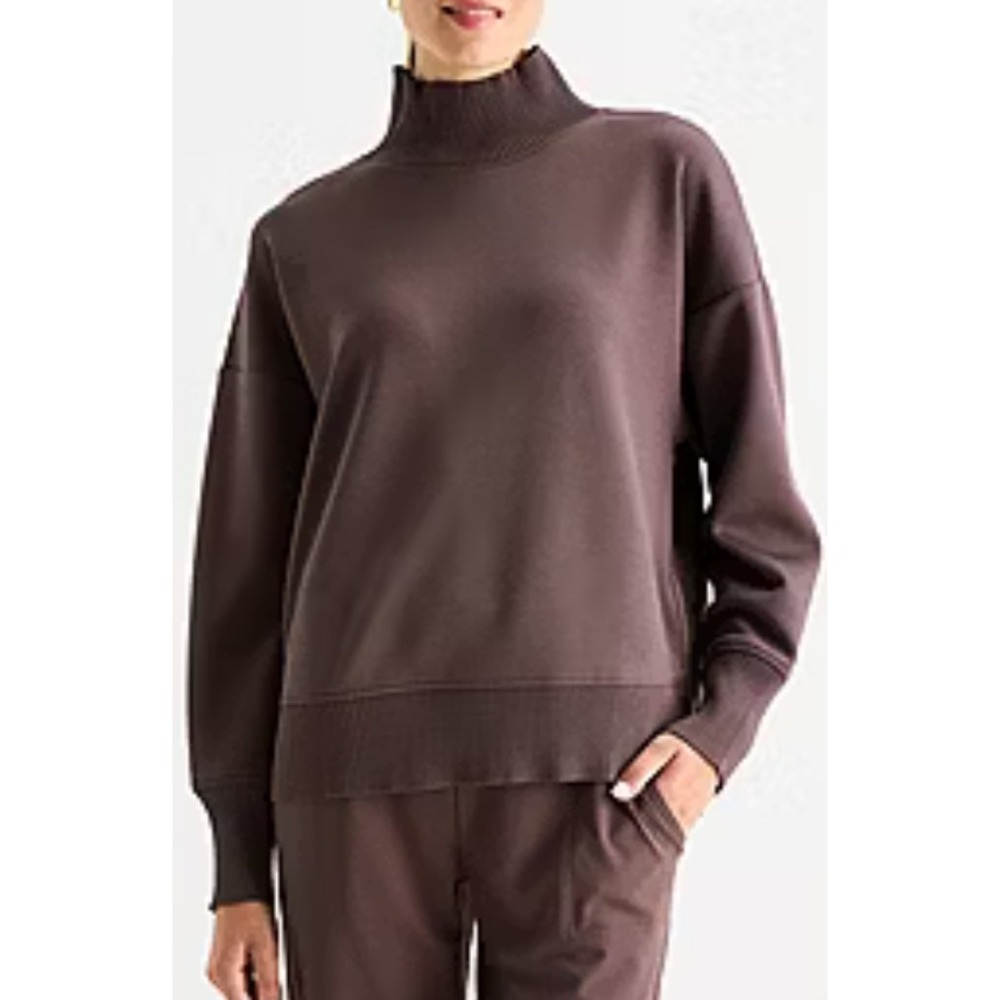 Stylus Womens XXL Mock Neck Side Zip Pullover Sweatshirt Raisin Purple NEW